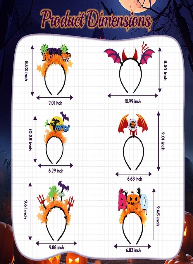 Seqiuay 6 Pack Glow in the Dark Halloween Headbands for Women & Adults - Bat, Ghost, Pumpkin & Spider Web Designs, Perfect for Halloween Parties, Costumes & Decorations (One Size Fits All) - Image 3